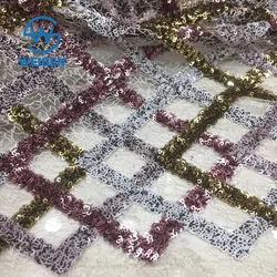 Square Embroidery Dance Dress Party Colorful African Geometric Sequin Fabric