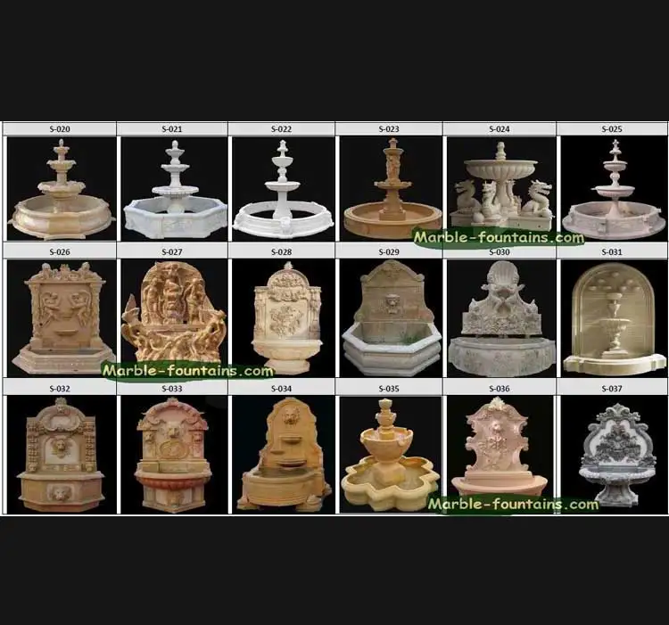 Natural Stone statue lion head white marble water fall large wall fountains