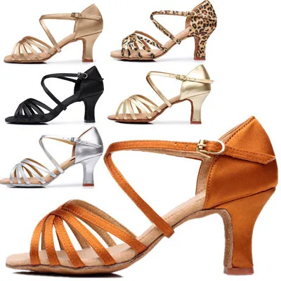 
lady latin shoes,children girls satin dance soft sole medium heels dress shoes 34-41# 
