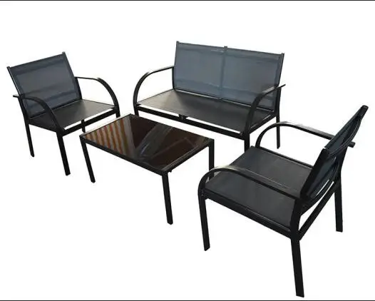 
outdoor furniture KD 4pcs metal patio sling textilener garden set 