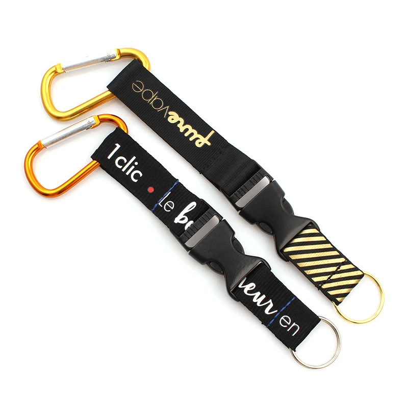 China supplier promotional custom carabiner short lanyard