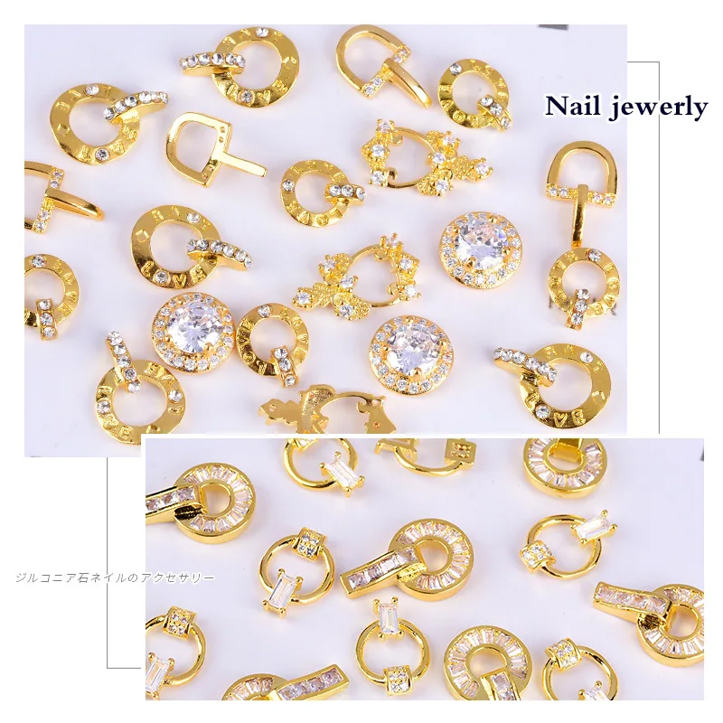 OEM Luxury Metal House Shoe Shape Chic Nail Art Charm Cubic Zircon Decoration Nail 3D Nail Sticker DIY Art Decoration Jewelry