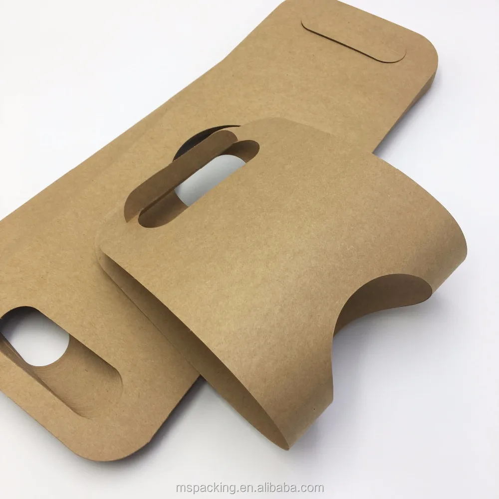 High Quality Kraft Paper Take Away 1 PCS Cup Holder Coffee Cup Carrier