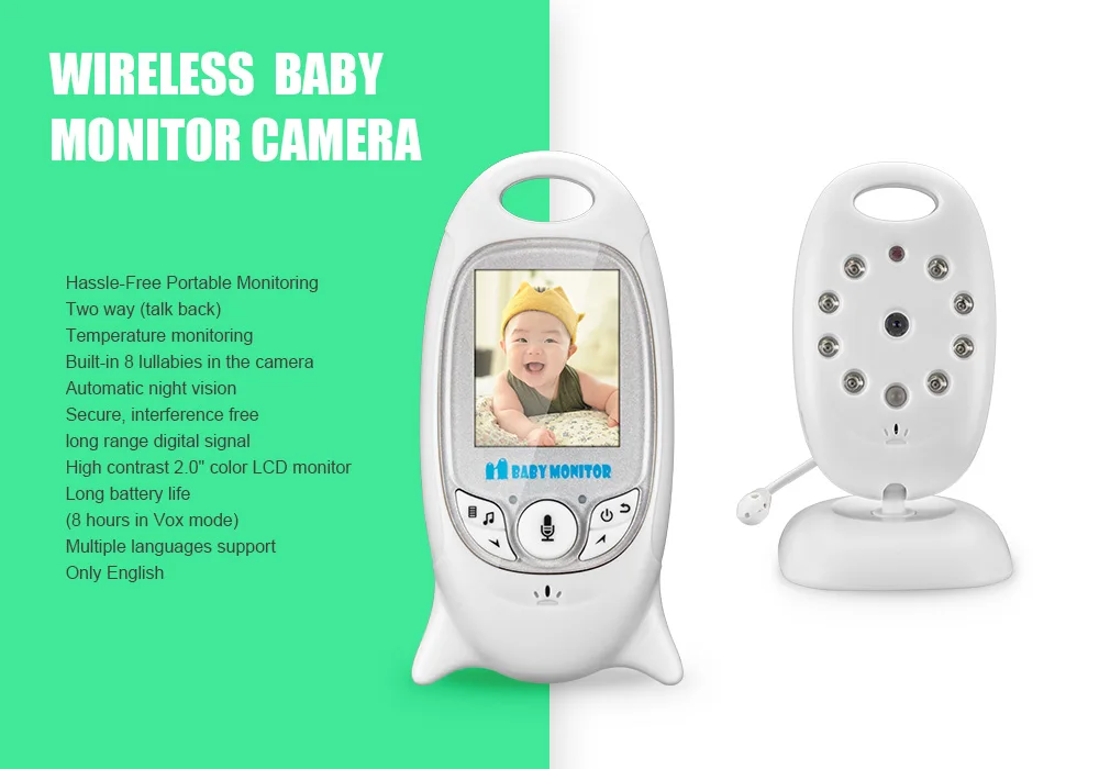 
Hot selling 2.0 inch Night vision wireless security baby monitor camera video long range digital signal VB601 for sales 