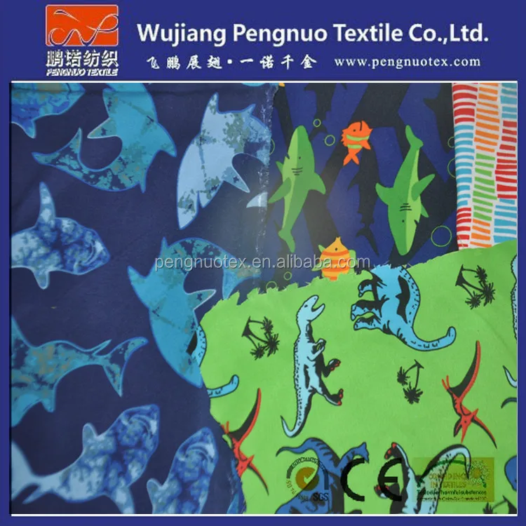 100% polyester micro fiber peach skin fabric for sale/Fish dinosaur grid printed for bed sheet quilt cloth