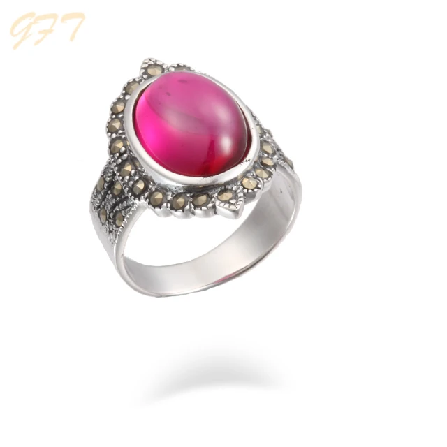 
Wholesale fashion 925 sterling silver marcasite and ruby rings 