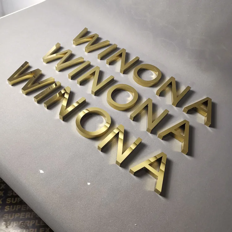 
3D Stainless Steel Logo Decorative Custom Metal Channel Letters Mirror Gold Letters Sign 