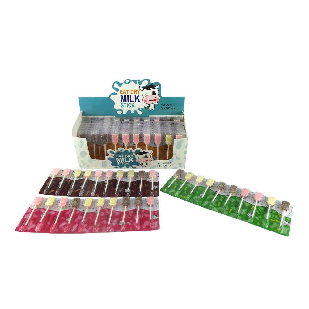 Box packing sweet dry chewy milk candy lollipop tablet