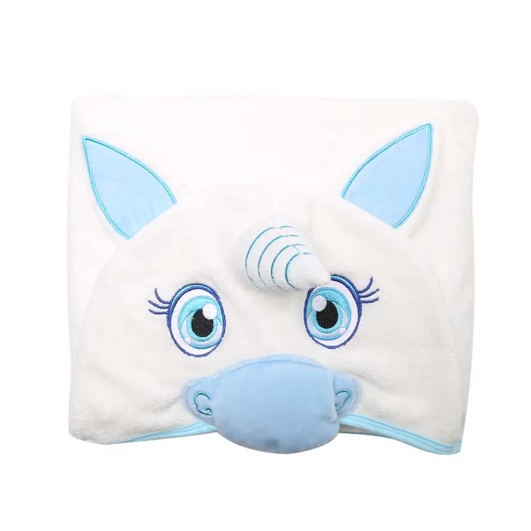 soft organic bamboo 500gsm Pink unicorn baby girl hooded towel with hood 100% cotton bamboo