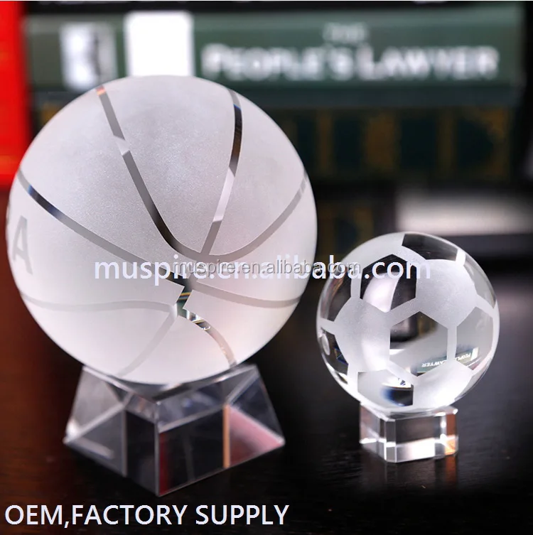 Soccer Crystal ball solid glass ball LED Crystal Sphere & Globe with Crystal Base