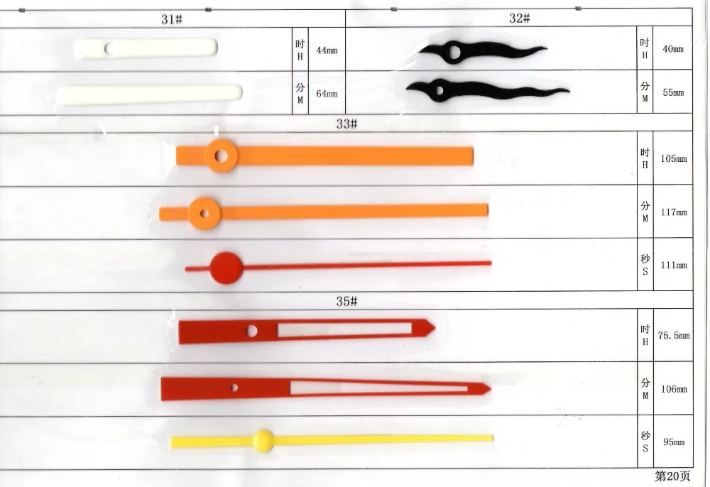 High quality various plastic clock hands clock needle clock pointer