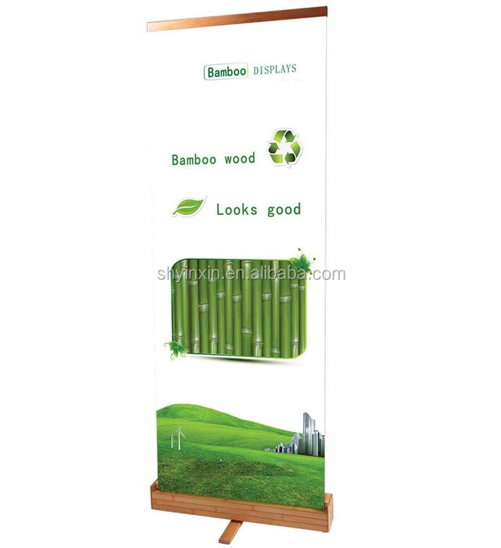 
High quality luxury bamboo/aluminum roll up standee 