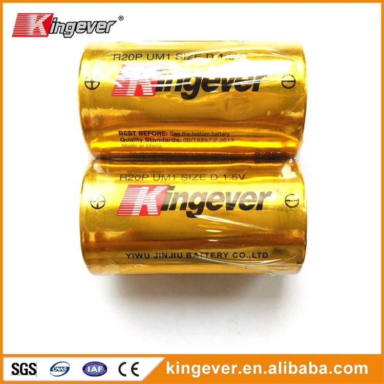 Kingever power battery r20 d size dry cell 1.5v batteries for torch lights
