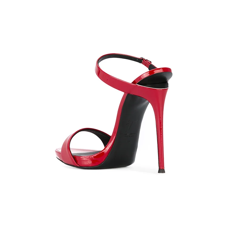 High heel leather red simple sandals for ladies and women 2018