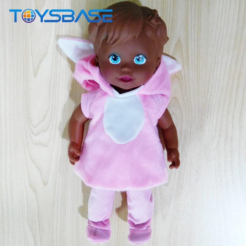 
11.5 Inch Wholesale Black Plastic Dolls For Kids Baby Doll Baby Black Doll Head 