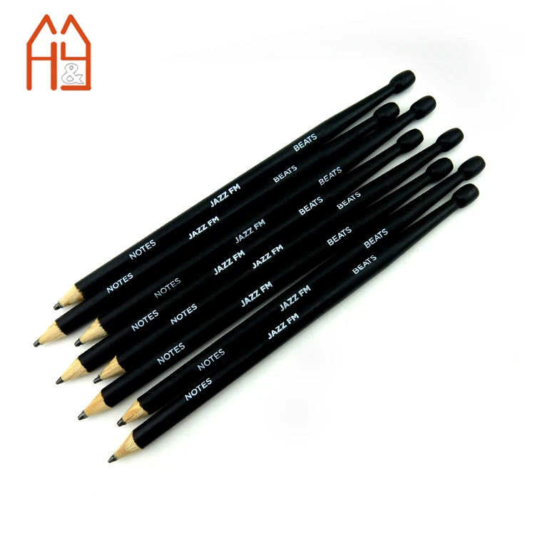 Custom 7 Inches Black Painting Drumstick Pencil for Children and Promotion