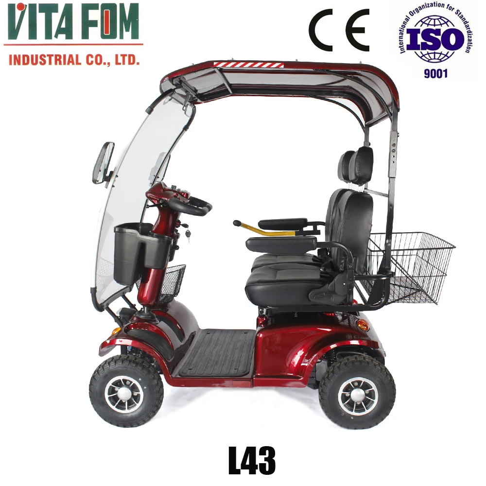 40-60km Endurance Four Wheels Two Person Mobility Scooter Electric Double Seat Mobility Scooter For Golf