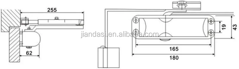 
UL List Hotel Internal Door Hardware Surface Mounted Door Closer 