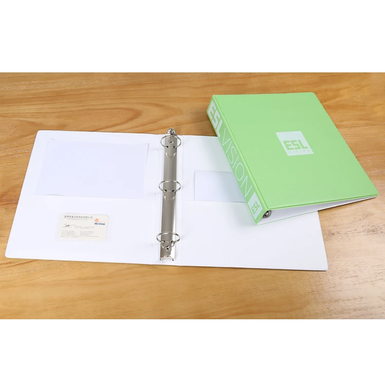 Hot sale office 2 inch plastic pvc 3-hole ring binder a4 size hard cover document files folders printed with pocket custom
