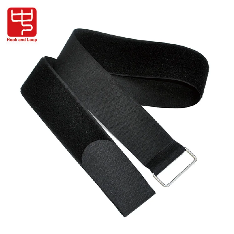 Heavy duty hook and loop strap withe metal buckle