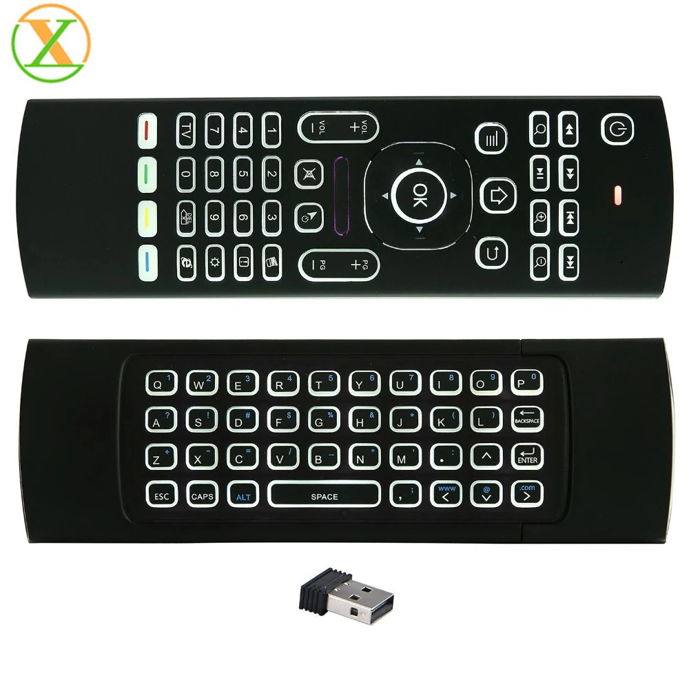 OEM печать логотипа клиента мини беспроводная клавиатура с подсветкой air mouse mx3 с функцией голоса красочный пульт дистанционного управления