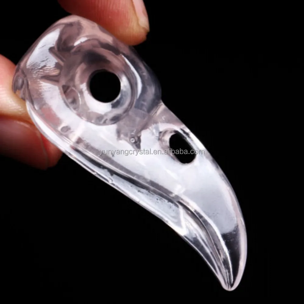 Natural Stone Raven Skull animal Crystal Crow Skull Pendant