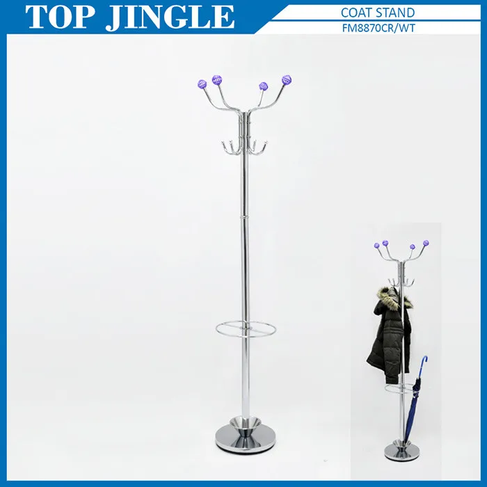 Modern 6 Hangers Metal Suit Valet Stand and Umbrella Holder