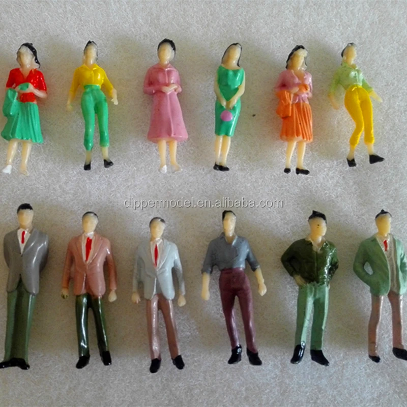 1:50 O scale color painted plastic miniature model human figures for architectural model and train model layout