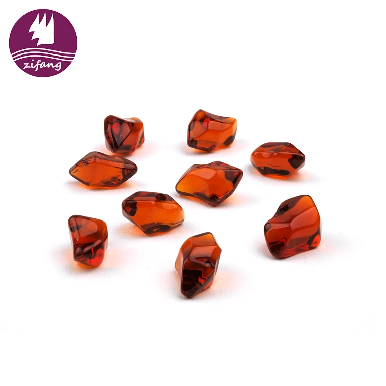 Top quality amber large craft beads fire pit glass beads fire glass crystals