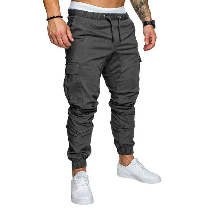 
2019 New Autumn Men Pants Hip Hop Harem Joggers Pants Male Trousers Mens Joggers Solid Multi-pocket Pants Sweatpants M-4XL 