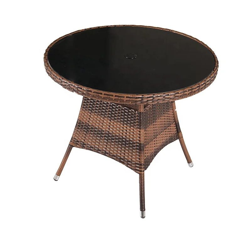 4-Seat Rattan Wicker Round Dinning Table with Chair