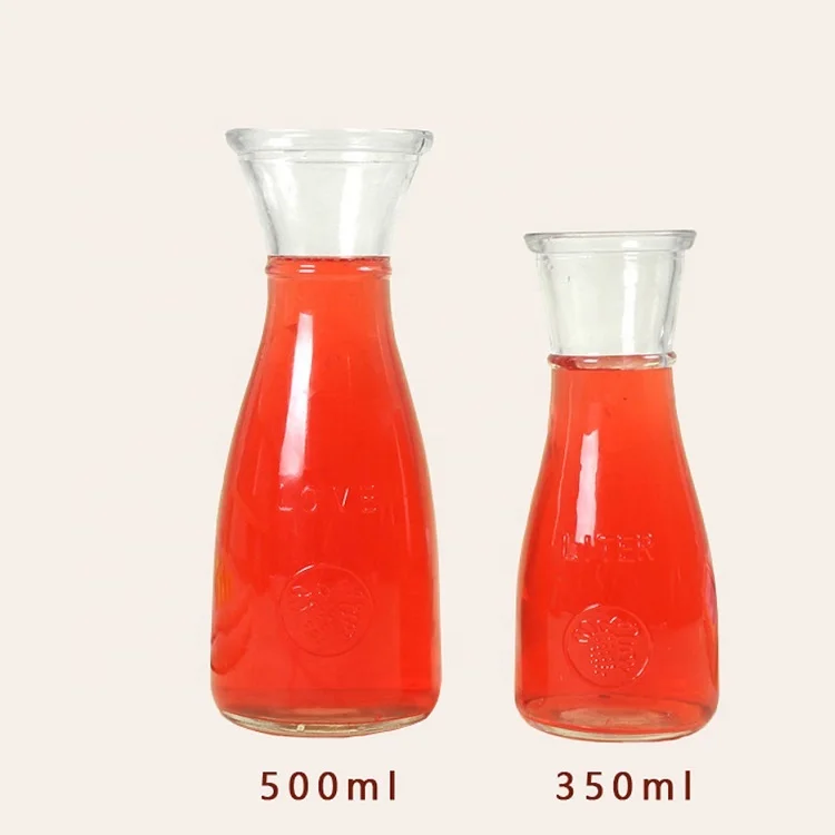 
350ml 500ml Ring Neck Glass Sauce Bottle Beverage Bottle Juice Bottle With Metal Cap 