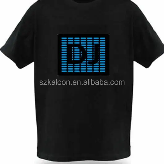 EL T-Shirt Sound Activated Flashing T Shirt Light Up Down Music Party Equalizer LED T-Sh EL t shirt Promotional LED t shirt