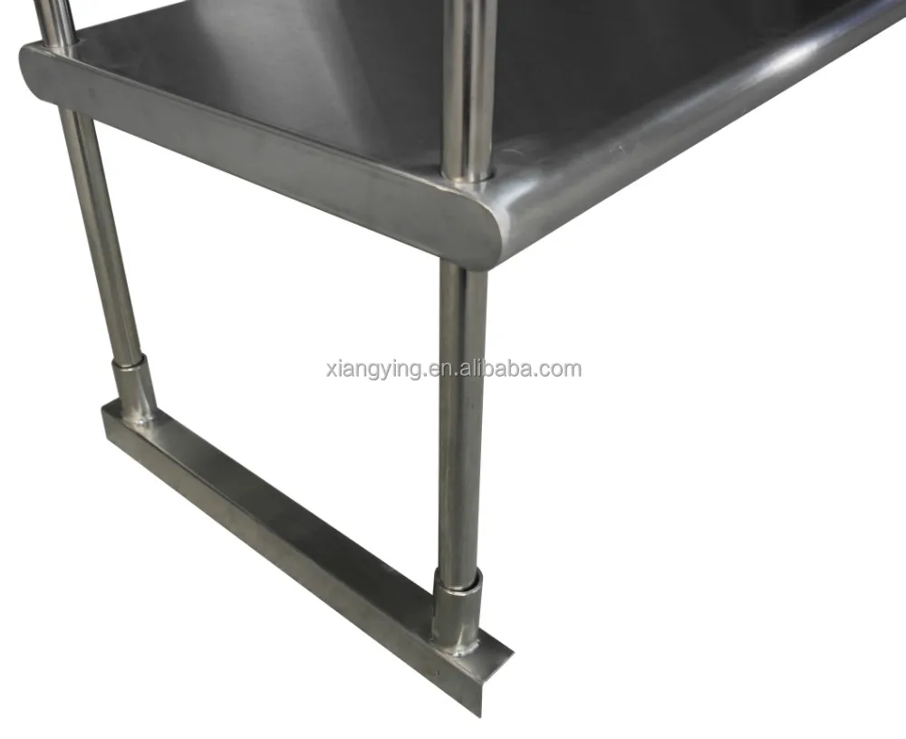 NSF Approval 304 403 201 Stainless Steel Kitchen Work Table Double Tier Overshelf/Table Mounted Shelf China Factory Price