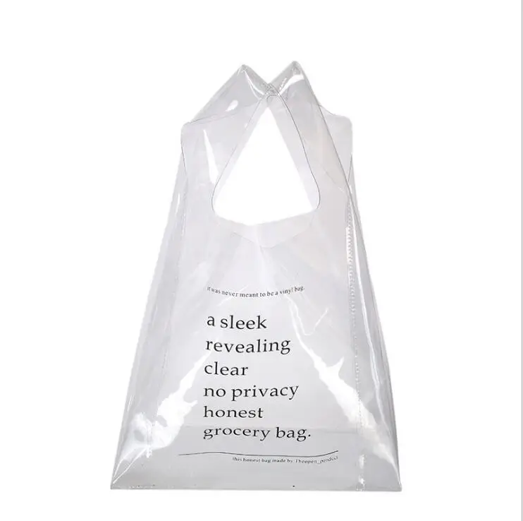 
Clear Vinyl Plastic Bag Tote PVC Medium ladies Shopper Shoulder Transparent shopping bag 