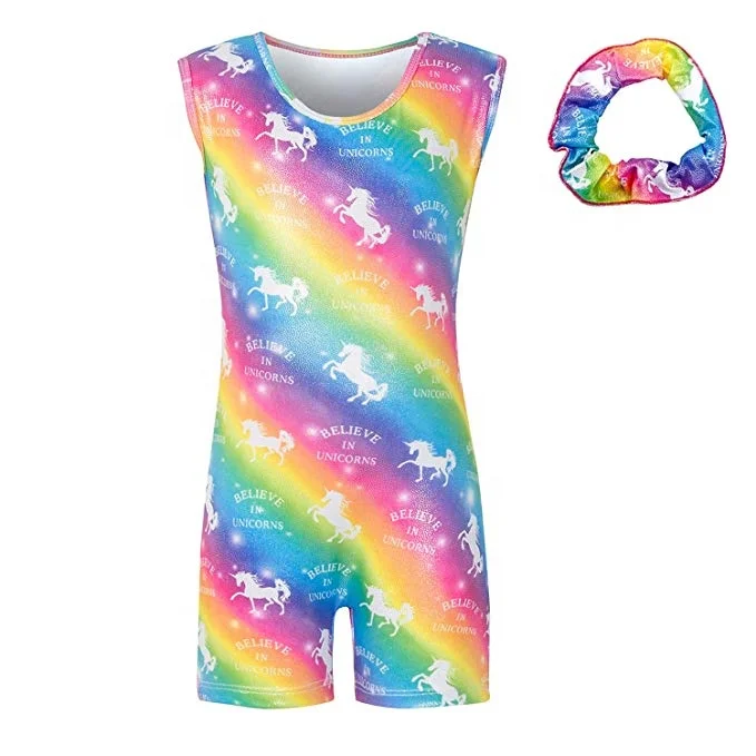 
Gymnastics Leotards for Girls Kids Sparkle Rainbow Unicorn 