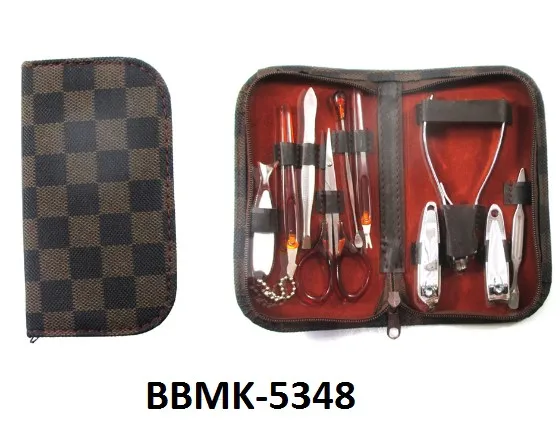 BEST Steel Nail Care Cuticle Pusher Trimmer Scissor Nipper Tools Kit Professional Manicure Pedicure Set in Beige Case