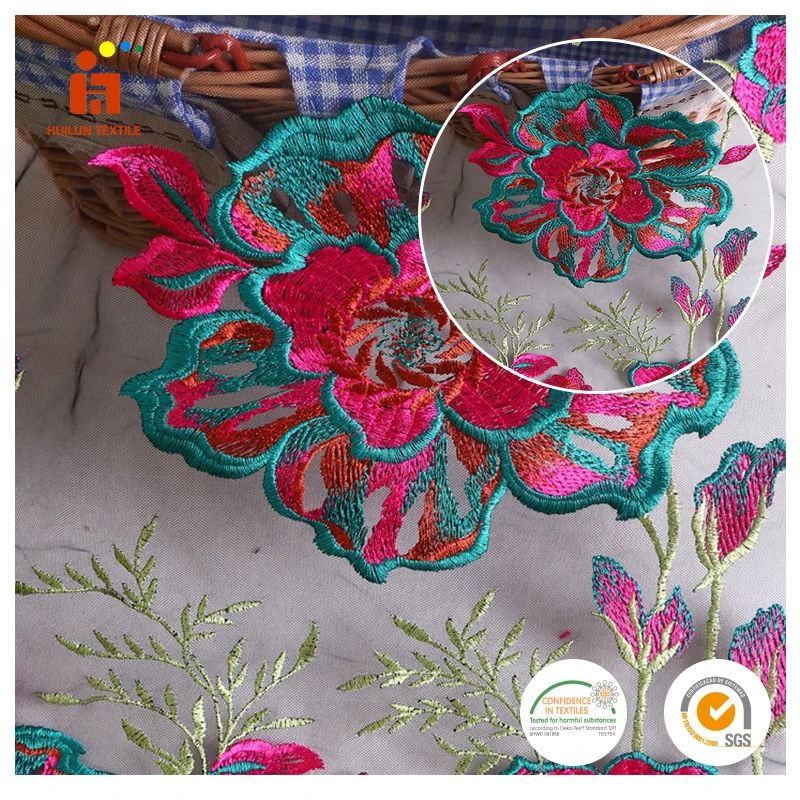 HLPD059 Rope  Innovative Products  Flat Embroidery Mesh 3D Tulle Colorful Lace Fabric