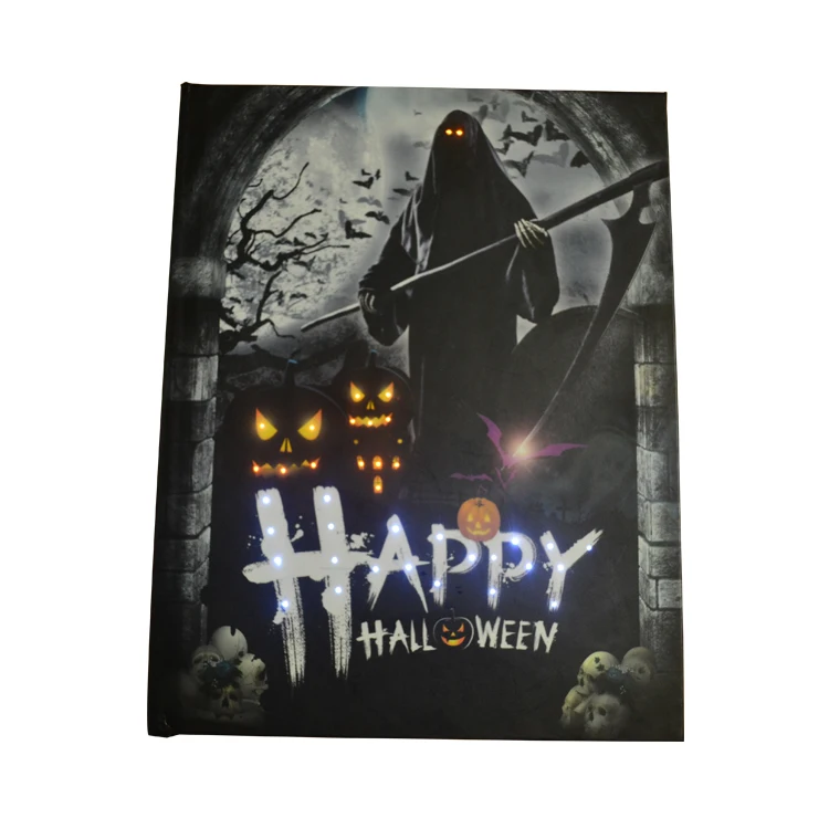 Hot Selling Custom LED Lighting Up Diary/Notebook With Fiber Optic for Halloween