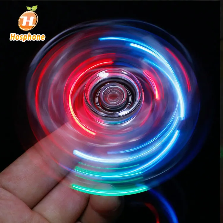2022 Kids Toy Colorful Glowing LED Flash Light Hand Spinner RGB LED Crystal Fidget Spinner Finger Stress Release EDC