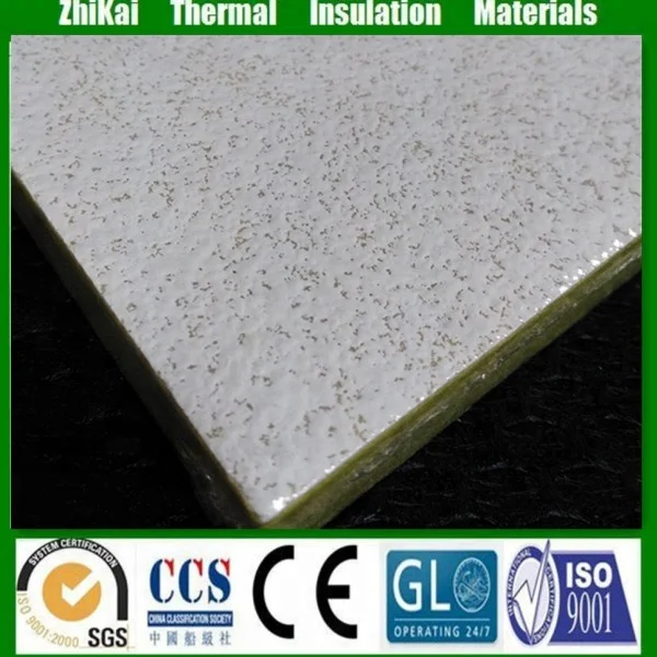 Fireproof and sound absorbing glass wool ceiling panel/ fiberglass acoustic ceiling board