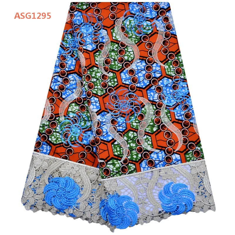 
African Guipure Cotton Wax Fabric High Quality Embroidered Nigerian Ankara Wax Lace Fabric For Wedding 