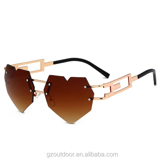 
2018 520 heart shape rimless dropship sunglasses,eyewear usa south africa resin ,drop ball test stock sunshades 