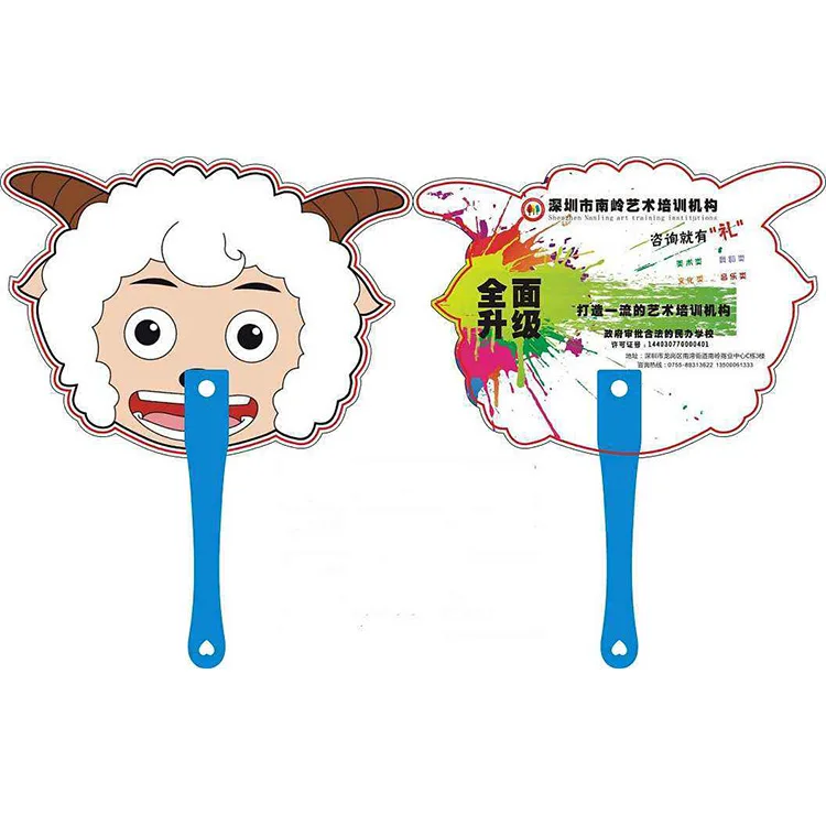 Customized cartoon pvc plastic hand fan with logo