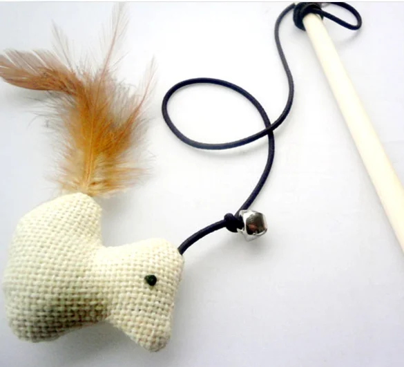 Small Cat Toys Interactive  Pet Toy Wood Rod Stick with bells