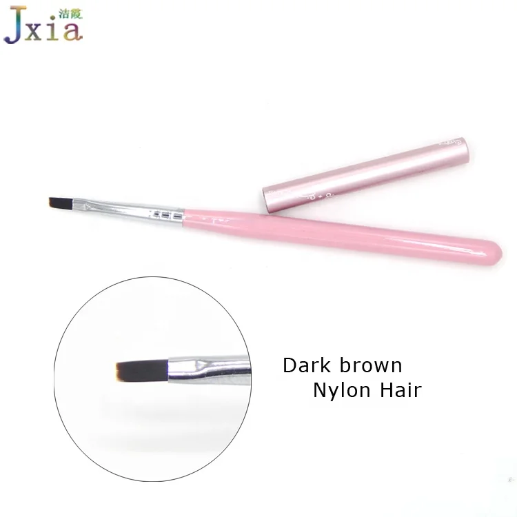 Jiexia OEM Nail Beauty Tools Supply Wood Handle  Liner Drawing Flat UV Gel Painting Brush for Nail Polish