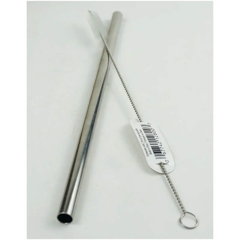 8.5  9 Inch Stainless Bent Recycled Metal multi Chrome Color Titanium Coating Reusable Drinking Straws with brush