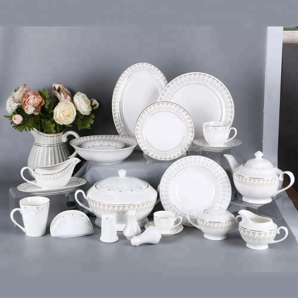 Turkish dinnerware 86pcs fine bone ceramic china tableware with tea serving set ceramic dinnerware sets