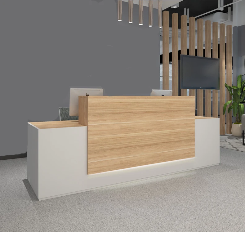 
High Quality Simple Design Standard Size Reception Table Hotel Company Wooden Reception Desk 