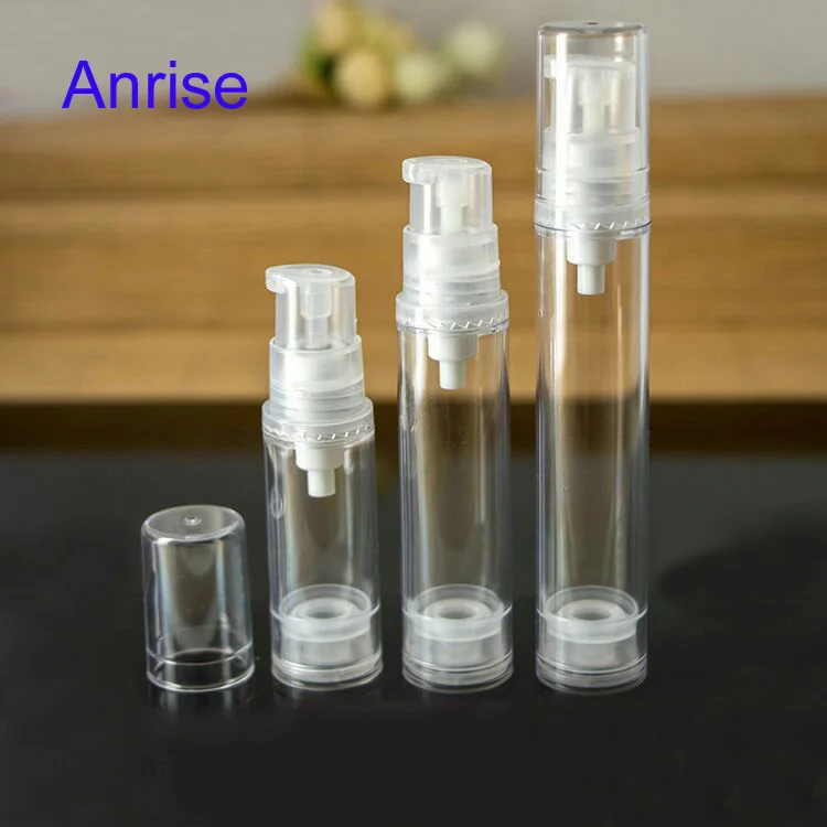 Trials Type 5ml 10ml Clear Acrylic Airless Pump Bottle refill Small Spray Airless Bottle for Cream Cosmetic with Clear Cap